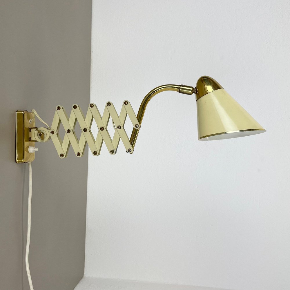 Scissors Wall Light in Brass and Metal from Sis Leuchten, Germany, 1950s