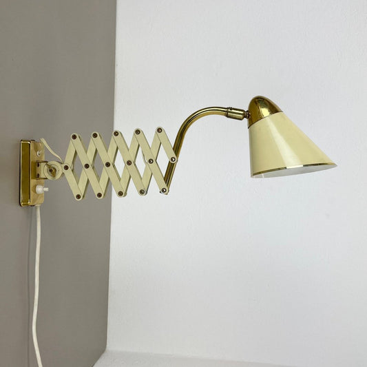 Scissors Wall Light in Brass and Metal from Sis Leuchten, Germany, 1950s