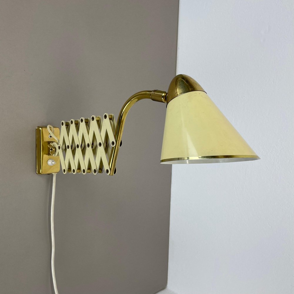 Scissors Wall Light in Brass and Metal from Sis Leuchten, Germany, 1950s