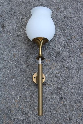 Sconce in Brass & Glass by Angelo Lelii for Arredoluce, Monza, 1960s-EH-1298638