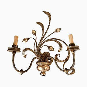 Sconce in Gilt Metal and Brass Floral Pattern, 1970-UR-1820298