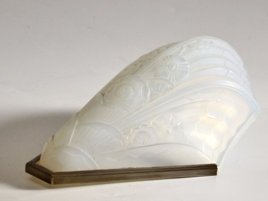 Sconce with Brass and Opal Glass Shade, 1930s-SY-1732114