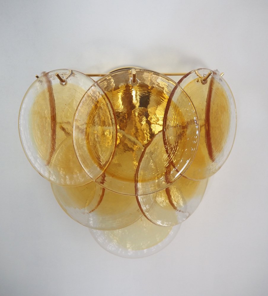 Sconces in Amber Murano Glass, 1990, Set of 2