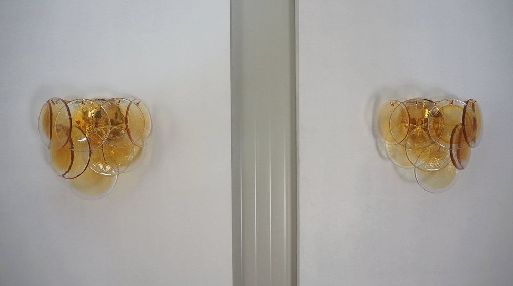 Sconces in Amber Murano Glass, 1990, Set of 2