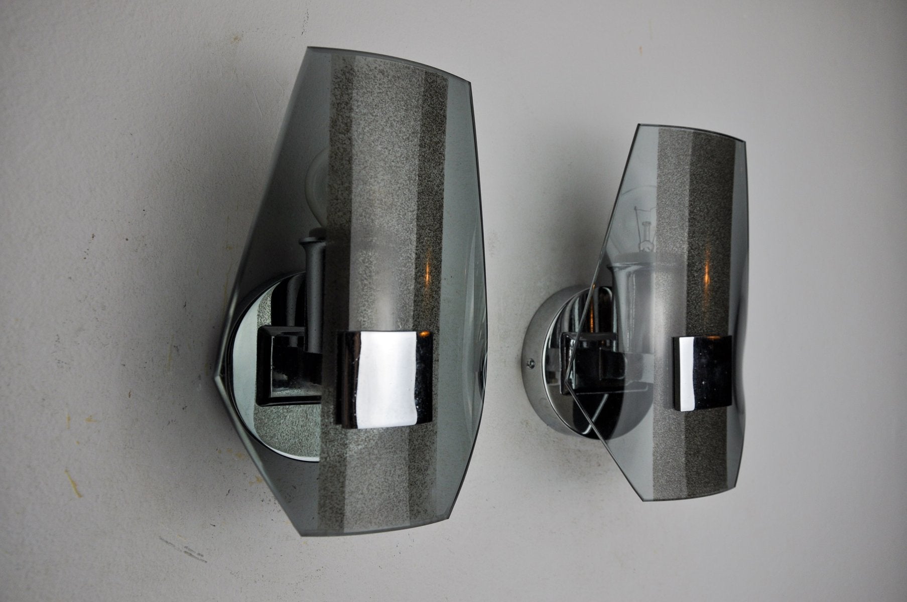 Sconces in Black Murano Glass from Veca, Italy, 1970s, Set of 2