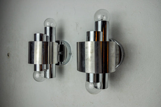 Sconces in Chromed Metal from Sciolari, Italy, 1970, Set of 2