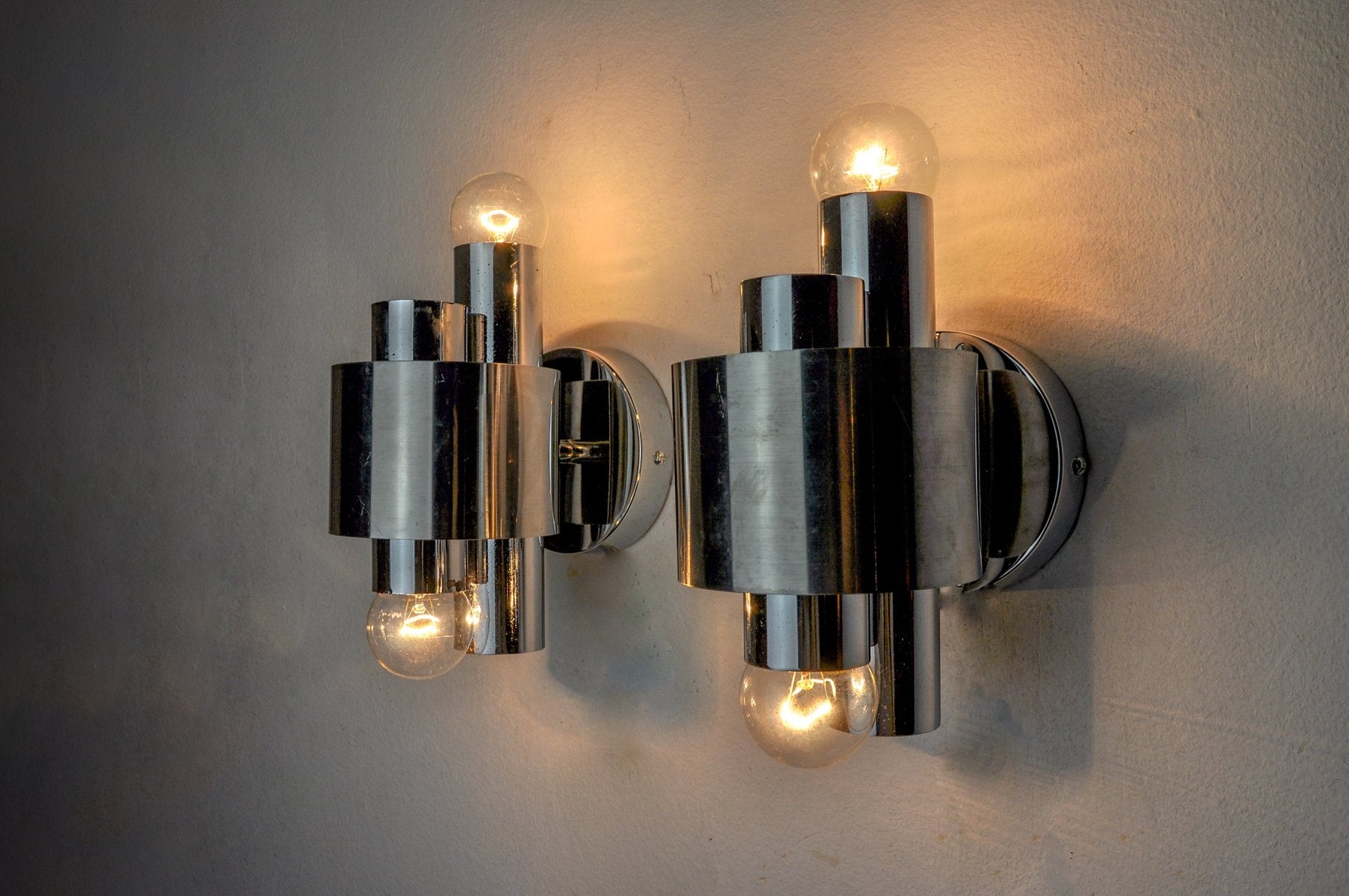 Sconces in Chromed Metal from Sciolari, Italy, 1970, Set of 2