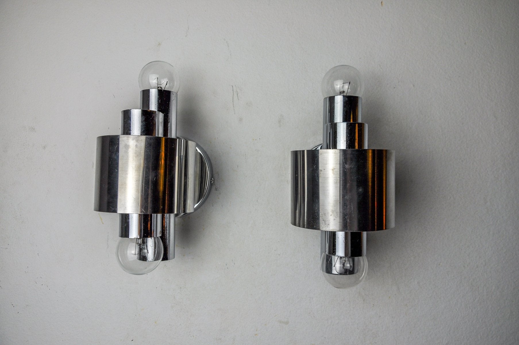 Sconces in Chromed Metal from Sciolari, Italy, 1970, Set of 2