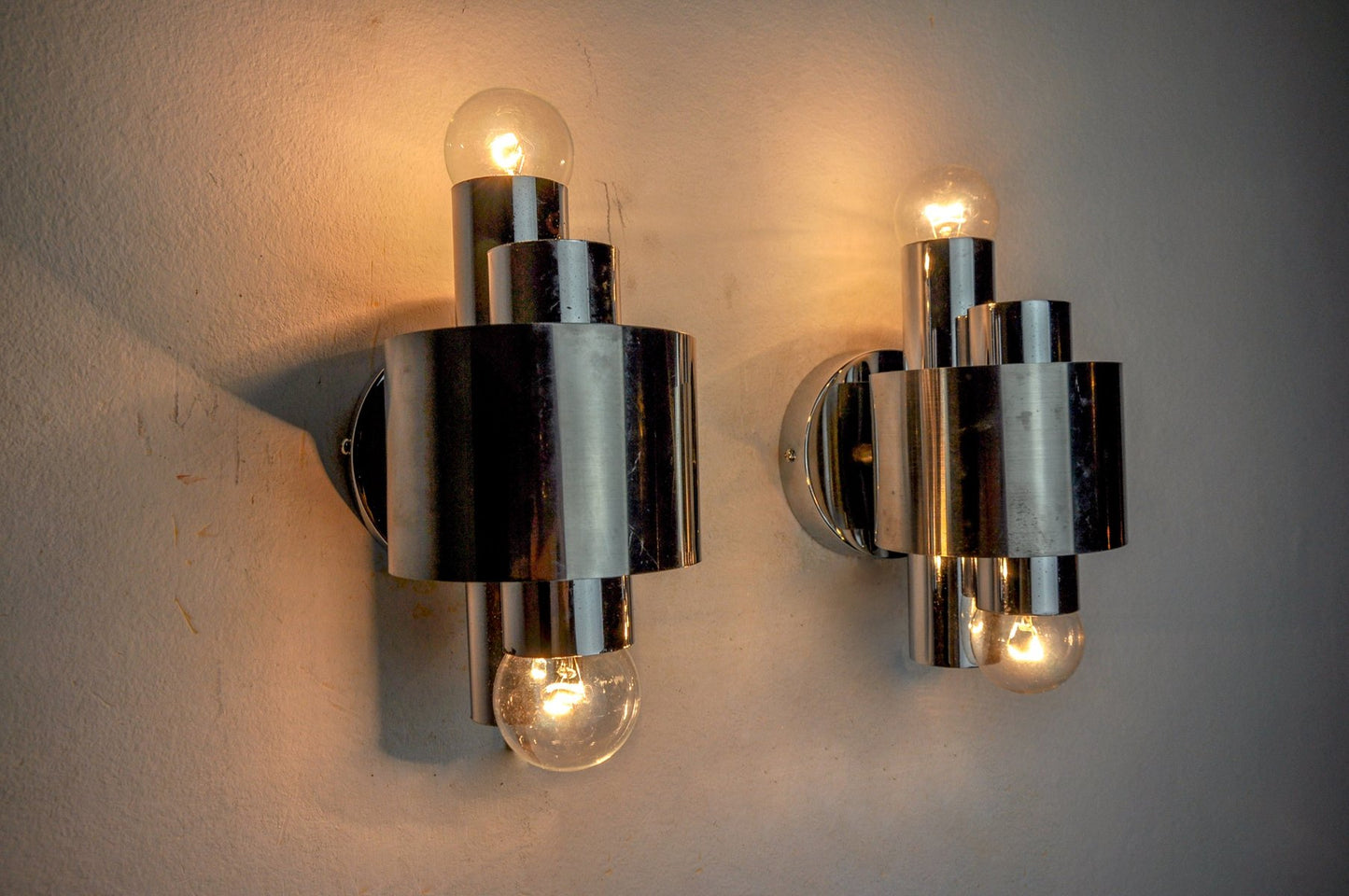 Sconces in Chromed Metal from Sciolari, Italy, 1970, Set of 2