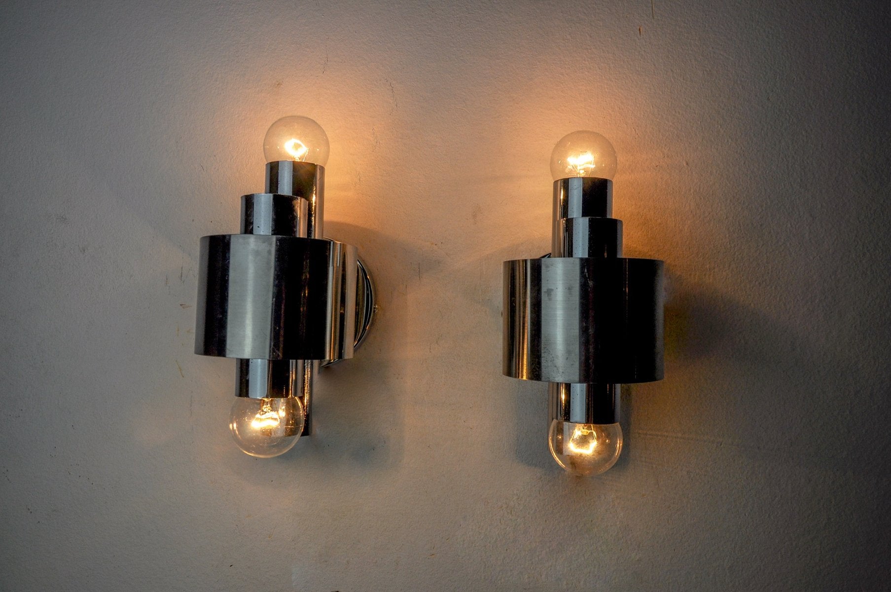 Sconces in Chromed Metal from Sciolari, Italy, 1970, Set of 2