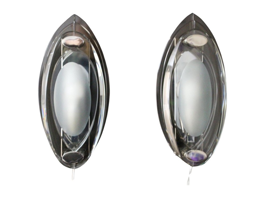 Sconces in Crystal Glass in the style of Max Ingrand and Fontana Arte, 1960s, Set of 2