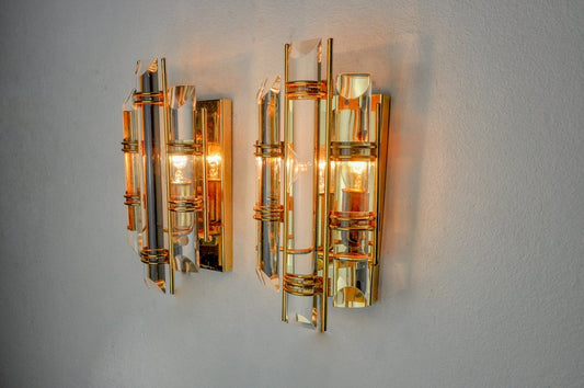 Sconces in Cut Murano Glass from Venini, Italy, 1970s, Set of 2