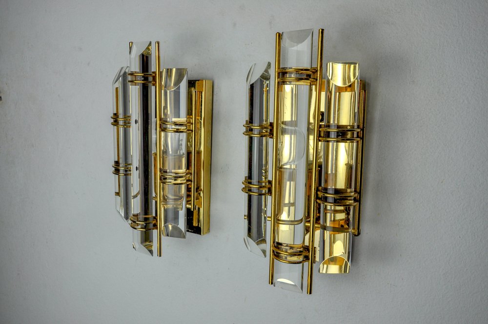 Sconces in Cut Murano Glass from Venini, Italy, 1970s, Set of 2