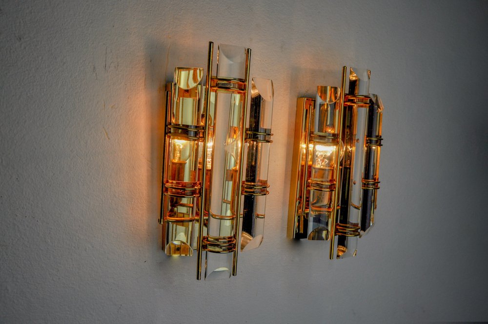 Sconces in Cut Murano Glass from Venini, Italy, 1970s, Set of 2