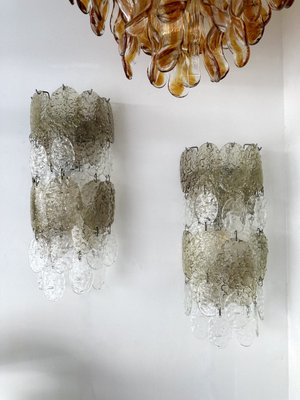 Sconces in Murano Glass attributed to Cascade Torcello for Vistosi, 1970s, Set of 2-FUE-2021355