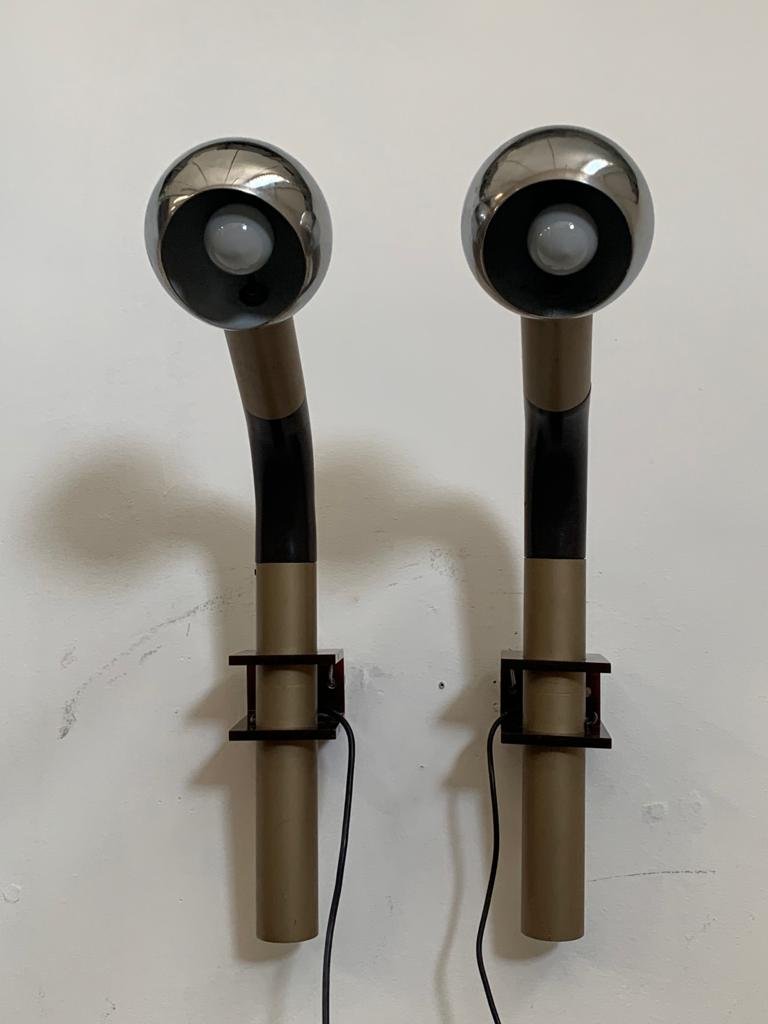 Sconces in Painted Steel and Bakelite, 1970s, Set of 2