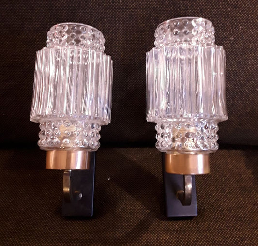 Sconces With Black Lacquered Iron Mounting, 1970s, Set of 2