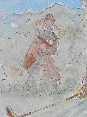 Scottish Cats Playing Golf, Watercolor on Paper-ARU-1177493