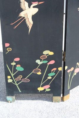 Screen in Chinese Lacquer with Enamel and Lotus Flower Decorations, 1950s-EH-1820704