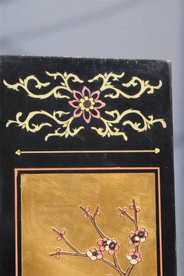 Screen in Chinese Lacquer with Enamel and Lotus Flower Decorations, 1950s-EH-1820704