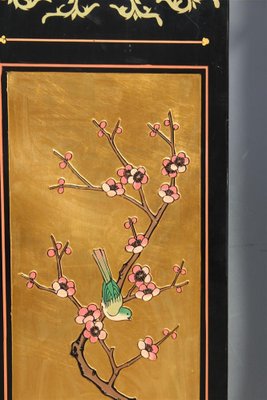 Screen in Chinese Lacquer with Enamel and Lotus Flower Decorations, 1950s-EH-1820704