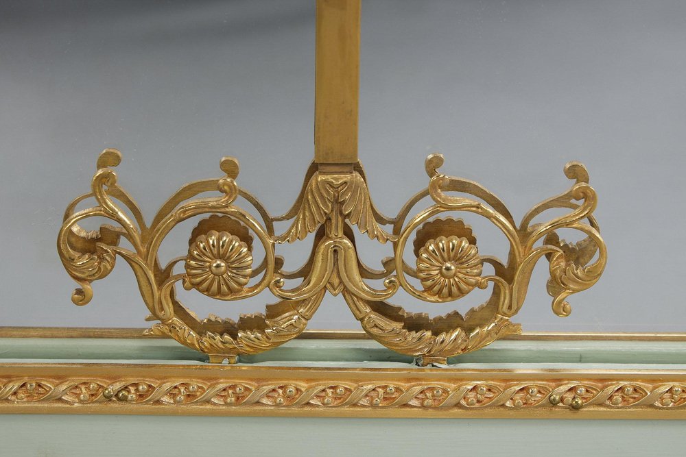 Screen Room Divider with Mirrors on Each Panel in Lacquered Wood and Gilt Bronze, 1880