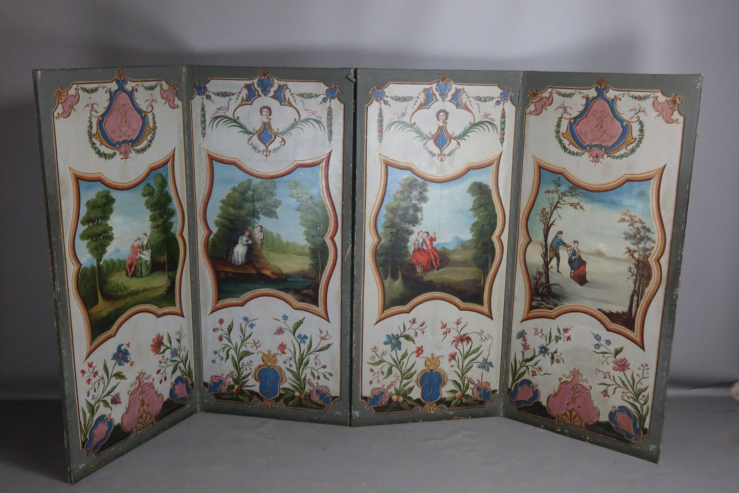 Screen with Oil Painting, 1800s