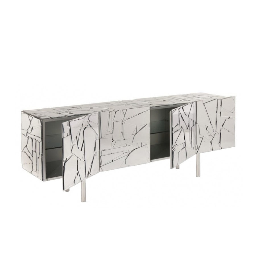 Scrigno - Glass Low sideboard by Edra #Coloreflex | Silver / without drawer