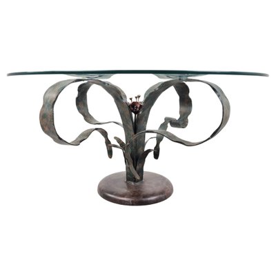 Sculpted Steel Flower Coffee Table, 1970s-IRH-1313541