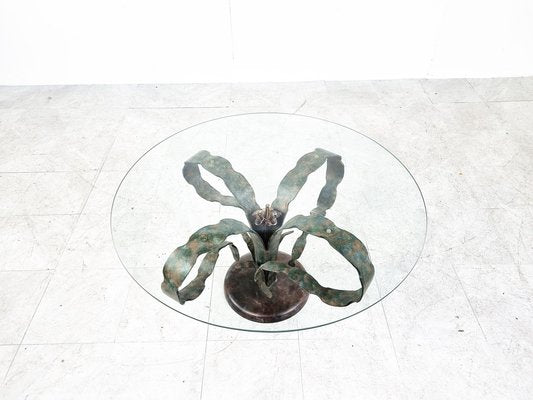 Sculpted Steel Flower Coffee Table, 1970s-IRH-1313541