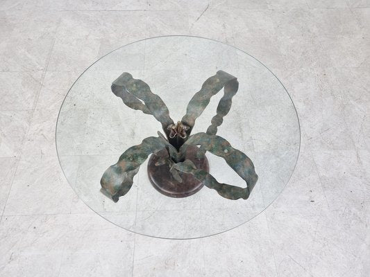 Sculpted Steel Flower Coffee Table, 1970s-IRH-1313541