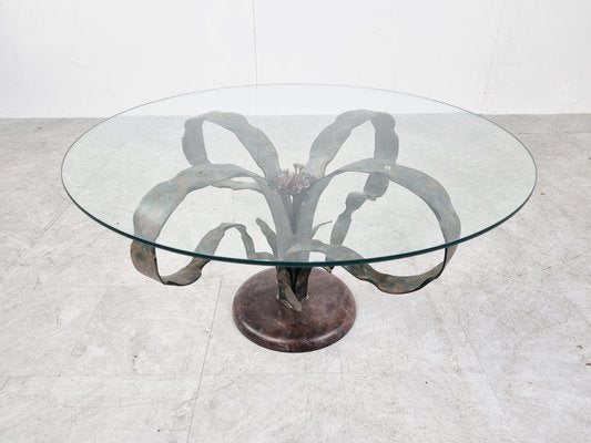 Sculpted Steel Flower Coffee Table, 1970s-IRH-1313541