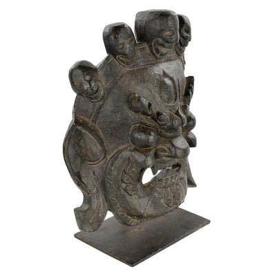 Sculpted Wooden Mask Representing Mahakala Bhairava-NQ-1793303