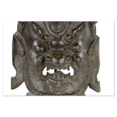 Sculpted Wooden Mask Representing Mahakala Bhairava-NQ-1793303