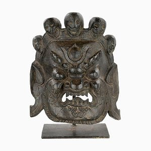 Sculpted Wooden Mask Representing Mahakala Bhairava-NQ-1793303