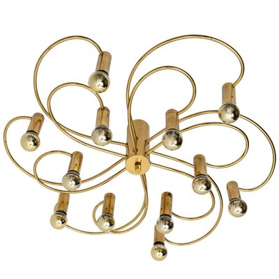 Sculptural Brass 16-Light Flush Mount, 1970s-VDW-829152