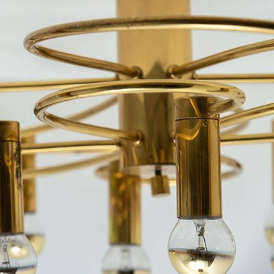 Sculptural Brass 16-Light Flush Mount, 1970s-VDW-829152