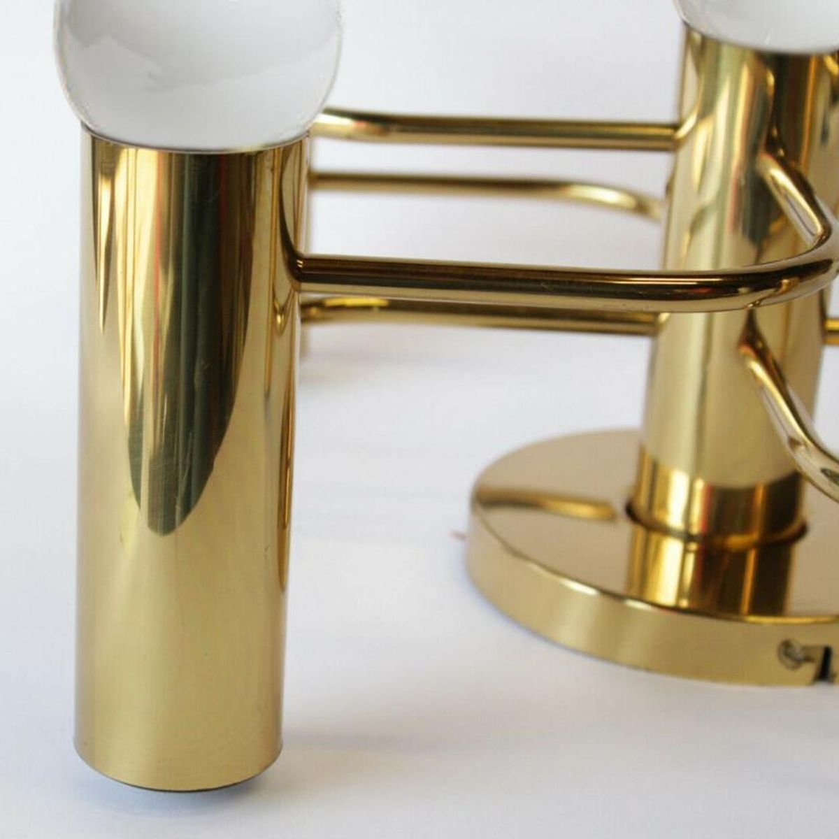 Sculptural Brass 5-Light Ceiling or Wall Flush Mount from Leola, 1970s