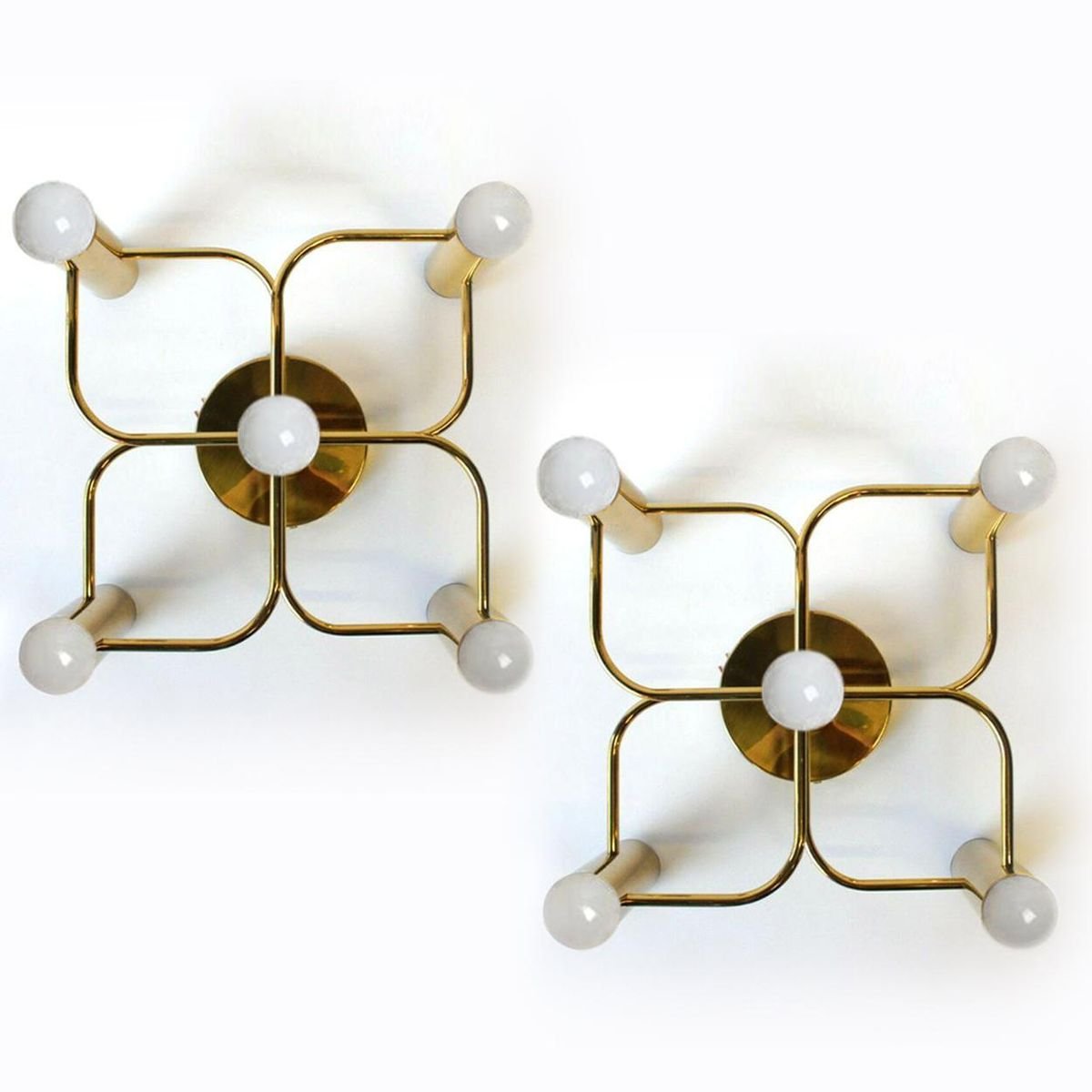 Sculptural Brass 5-Light Ceiling or Wall Flush Mount from Leola, 1970s