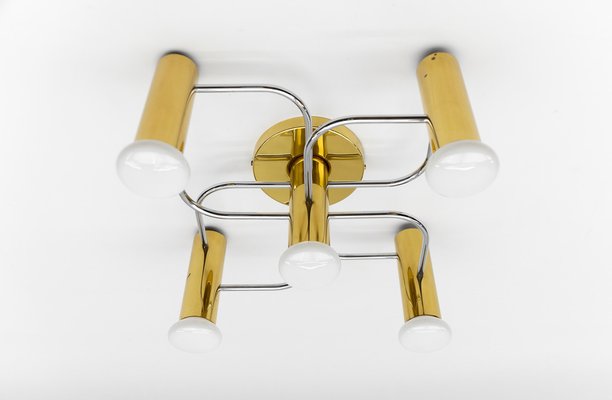 Sculptural Brass Wall Lights Flush Mounts by Leola, 1970s-KQB-1731507