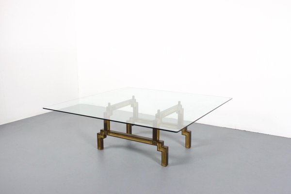 Sculptural Bronze and Glass Coffee Table by Peter Ghyczy-QT-1263379