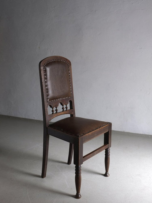 Sculptural Carved Oak Side Chair, 1920s