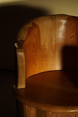 Sculptural Carved Wabi Sabi Brutalist Stump Chair in Solid Pine, Sweden, 1968-MXF-1367759