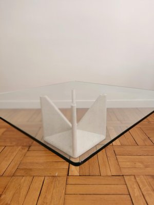 Sculptural Coffee Table in Travertine and Glass by Claude Berraldacci-ILR-1700224