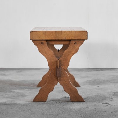 Sculptural Cross Legged Side Table in Wood, 1940s-LPQ-1783148