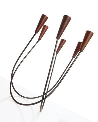 Sculptural Danish String Teak Candleholder-DEK-932582