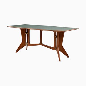 Sculptural Dining Table in Teak Brass and Glass by Ariberto Colombo, 1950s-ITV-1299204