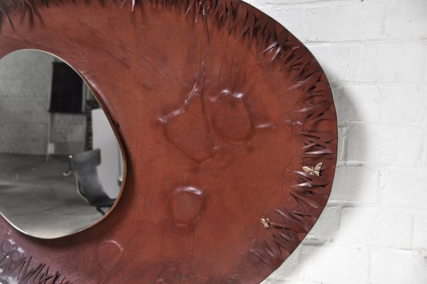 Sculptural Free Form Leather Mirror, France, 1990s-WUY-1068992