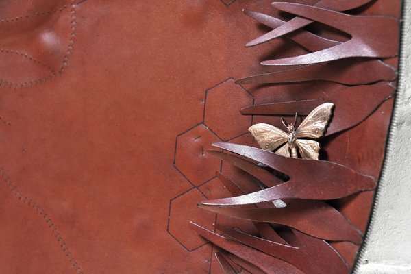 Sculptural Free Form Leather Mirror, France, 1990s-WUY-1068992