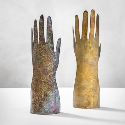 Sculptural Hands in Silver Metal by Gio Ponti for Lino Sabattini, 1978, Set of 2-FWM-1290927